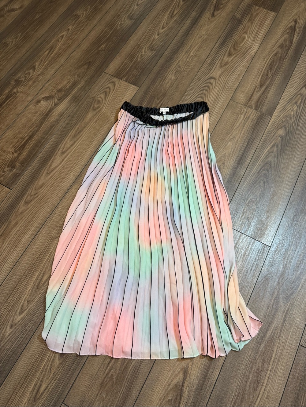 Pleated Pastel Tie-Dye Midi Skirt